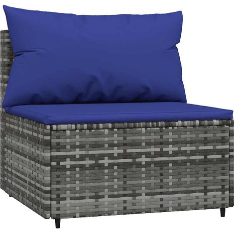 Maison Exclusive - Garten-Mittelsofa mit Kissen Grau Poly Rattan