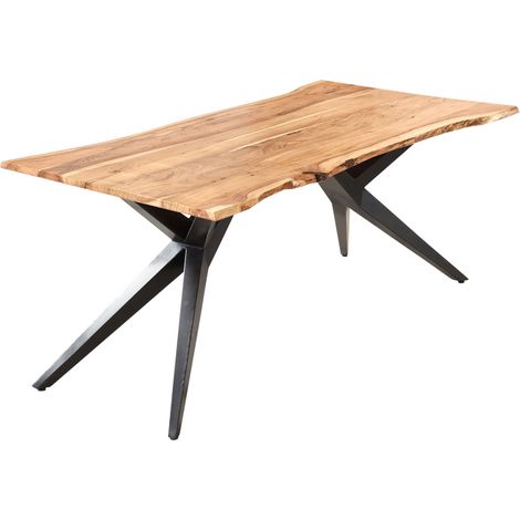 Esstisch Baumkante Akazie naturfarben 240 x 100 cm Airloft-Metallgestell schwarz CONNI (1/5)