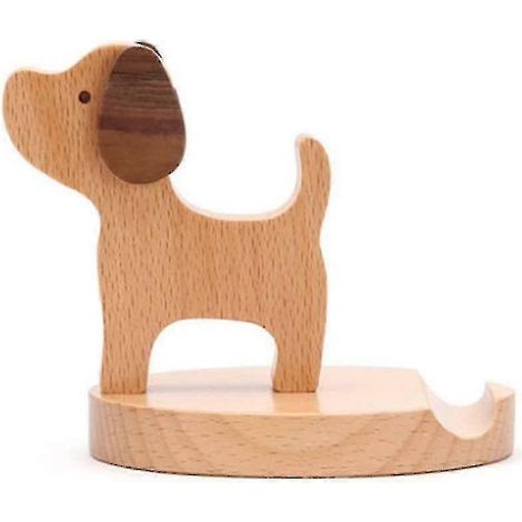 Support de téléphone portable, support de téléphone en bois en forme de chien, support de téléphone portable de bureau mignon de dessin animé G (1/4)