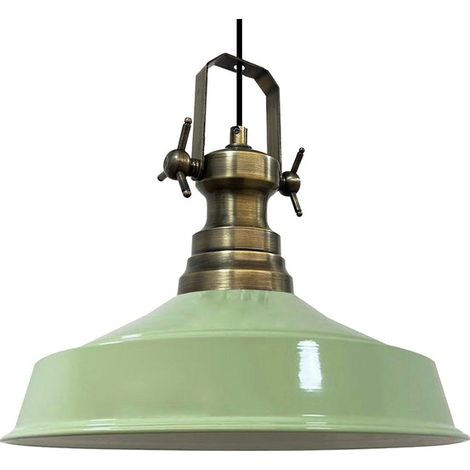Handbemalte Industrielle Hängeleuchte aus Minzgrün Metall – Vintage-Kronleuchter E27 Ø41 cm für Wohnzimmer, Schlafzimmer Oder Esszimmer (1/5)