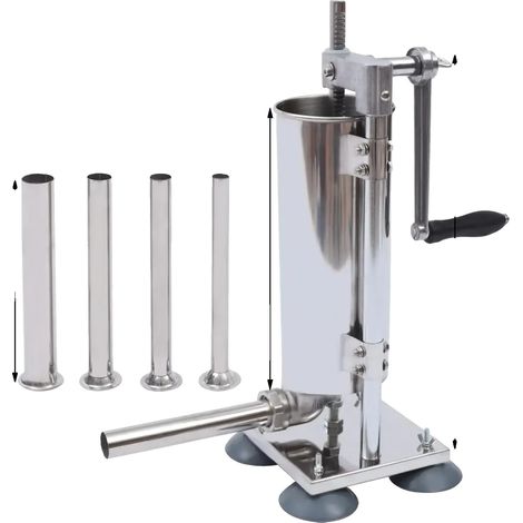Machine à saucisse manuelle, capacité de 3L, fonctionnement à manivelle, argent (1/2)