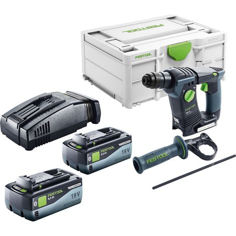 Taladro percutor a batería Festool BHC Basic 18 V 1,8 J SDS Plus Brushless + 2x batería 8,0 Ah + cargador rápido + systainer (1/5)
