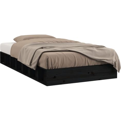 Maison Exclusive - Massivholzbett Schwarz 135x190 cm