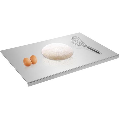 Planche à découper en acier inoxydable, 60 x 40 cm Planche de travail Planche à pétrir en métal Planche de cuisine Passe au lave-vaissage Pour pétrir, découper et cuire Planche de cuisine avec (1/5)