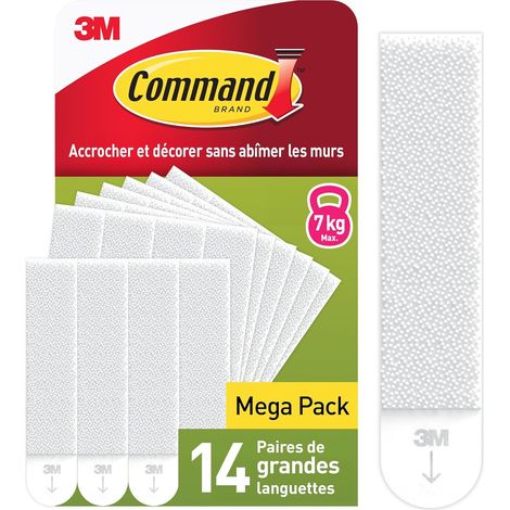 Languettes Accroches Tableaux, Grandes - 14 Paires (28 Languettes) Blanc - Supporte jusqu'à 7 kg - Sans Outils - Fixation sans Dommages (1/5)