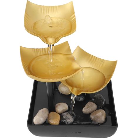 Fontaine à Eau de Table avec lumière LED et Galets, Petite Fontaine de méditation en Cascade pour Bureau, Maison et Chambre à Coucher, Ornement sonore Relaxant alimenté par USB (1/5)