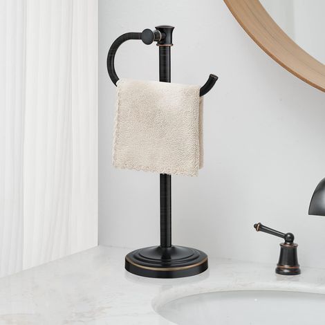 Barre Porte-Serviettes en Bronze huilé de 35,6 cm pour Salle de Bain, vanité, comptoir, Porte-Serviettes autoportant en Acier Inoxydable, Accessoires de quincaillerie (1/5)