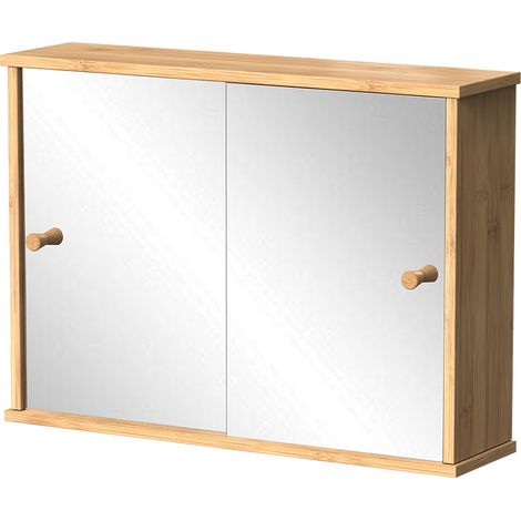 Badspiegelschrank Mireo, Bambus, 55 x 40 cm mit 2 Schiebetüren, Vicco