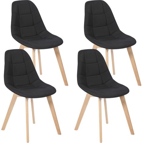 4er-Set skandinavische Esszimmerstühle GABY in schwarz mit Stoffbezug (1/5)
