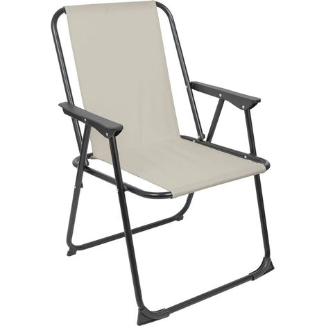 Chaise de plage pliante en métal Harbor Housewares – Noir mat/Beige (1/5)