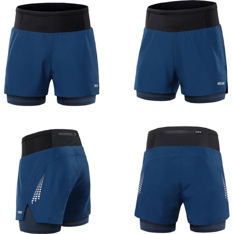Short de course 2 en 1 pour hommes, taille haute, Sport athlétique, entraînement avec poches pour Gym, Jogging, Tennis (1/5)