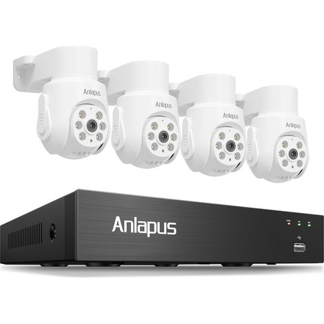 2MP PTZ Kit Caméra Surveillance avec Fil Extérieure DVR 8CH en 5MP Détection Humain/Véhicule, Caméra Sécurité Rotation 360°, Enregistrement 24/7, Alerte Instantanée via APP (1/5)
