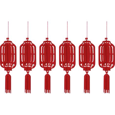 Lot de 6 décorations suspendues traditionnelles du Nouvel An chinois, pendentifs de fête du printemps en tissu non tissé, idéal pour centre commercial et maison. (1/5)