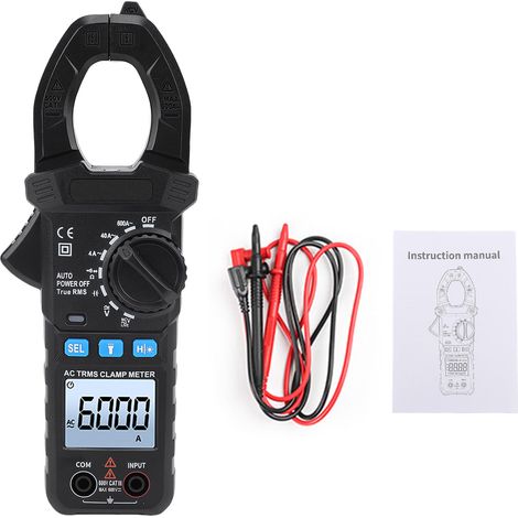 Multimètre numérique à pince 600A True RMS mesure la tension AC DC, la résistance du courant, la diode de capacité NCV avec lampe de poche rétro-éclairée, maintien des données. (1/5)