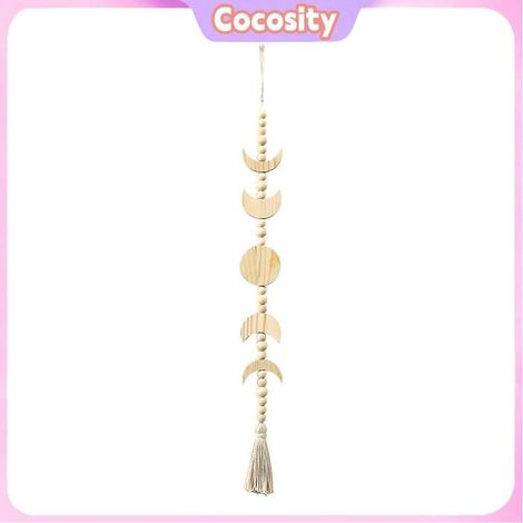 Cocosity Décoration murale de phase de lune Perle de bois à suspendre au mur avec phases de la lune, style bohème, luminaire kit (1/5)