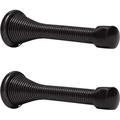 Pack of 2 Spring Loaded Door Stops 85mm Metal with Base and Screws, Floor Door Stopper to Protect Walls and Doors (1/5)