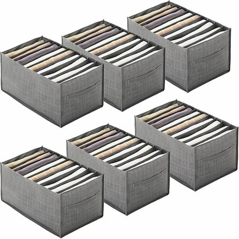 Kartokner 6 Pièces Chemise Organisateur de Tiroir pour Vêtements Boîte de Rangement Portable en Non-tissé,Organisateur Placard à Compartiment Pliable pour Jean,Chandail(9 Grilles Poignée, 44x25x20cm)  (1/5)