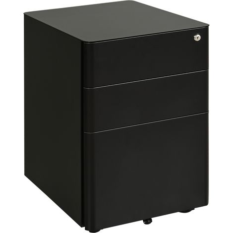 Lockable Cabinet, Rolling Filing Cabinet with 3 Drawers, Steel Office Drawer Unit for A4, Letter, Legal Sized Files