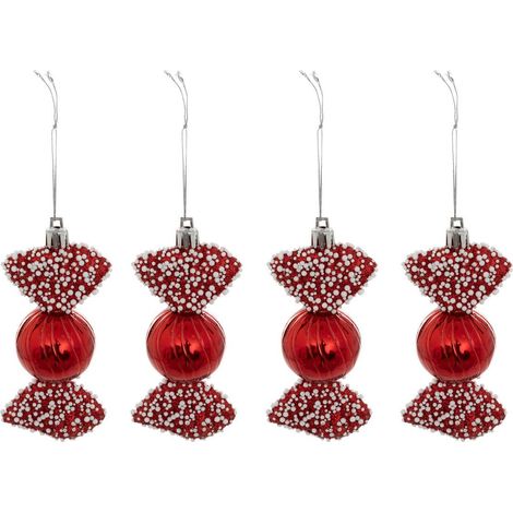 Set di 4 perle caramellate h.10cm rosso - Feeric lights & christmas