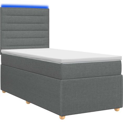 Maison Exclusive - Lit boxspring LED avec matelas Gris foncé 100 x 200 cm Tissu (1/5)