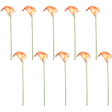 Fleur Artificielle Calla Lily - Tige Métallique Gainée Plastique - Hauteur 36,5 cm - Décoration Mariage Bureau Maison Événements - 10 Pièces (1/5)