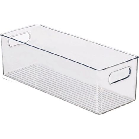 Contenitore per armadietti/cucina, contenitore medio in plastica per frigorifero, scatola lunga, trasparente -Crezuo
