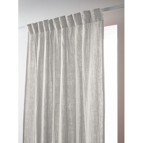 Rideau Galon Fronceur 140 x 240 cm – Double Gaze de Coton Gaïa Gris Clair