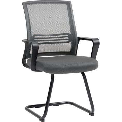 Office Chair, Sled Base, 58.5 x 57.5 x 93 cm, Dark Grey (1/5)