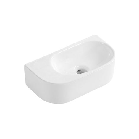 QeramiQ Pure Lavabo pour WC - 40x22x12cm - Lisse - semi-circulaire - sans trou de robinet - Céramique - Blanc brillant