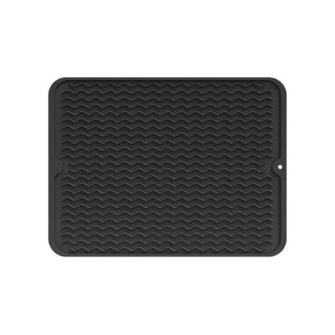 Tapis d'égouttage - Silicone - Résistant à la chaleur - Antidérapant - Tapis de vaisselle - Tapis de séchage pour la cuisine - Noir - 30 x 40 cm - 1 pièce (1/5)