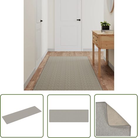 The Living Store Tapis de couloir aspect sisal taupe 80x250 cm - Tapis De Couloir - Tapis Entrée - Tapis Sisal - Tapis Taupe - Tapis Décoratif (1/5)