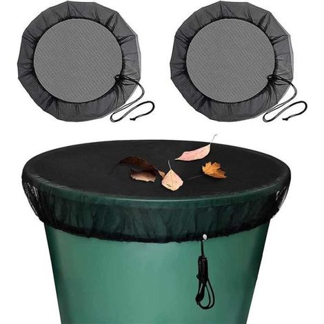 Filet pour Citerne de Pluie, Filet de Protection pour Tonneau de Pluie avec Cordon de Serrage, Filet de Protection Réglable-60CM