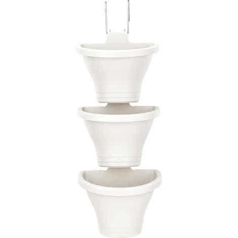 Maceta colgante con 3 macetas y 2 ganchos, vertical, de plástico resistente, 21 x 24 x 14 cm, para hierbas aromáticas, fresas y decoración de interiores con plantas. (1/5)