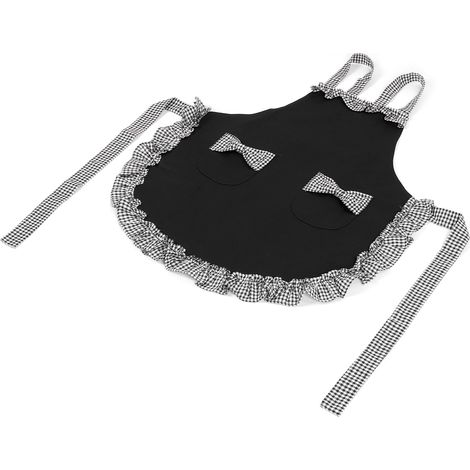 Tablier de cuisine multifonctionnel à nœud papillon, imperméable et anti-taches, noir (1/5)