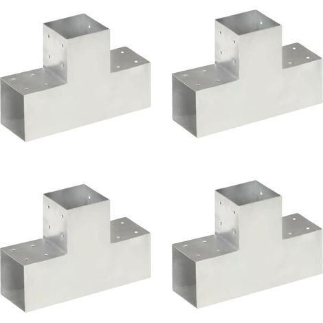Post Connectors 4 pcs T Shape Galvanised Metal 101x101 mm vidaXL