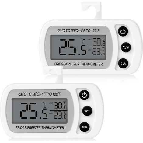 2 Pièces Thermometre Frigo Numérique, Magnétique Thermomètre Cuisine pour Refrigerateur avec Crochet, Écran LCD Facile à Lire