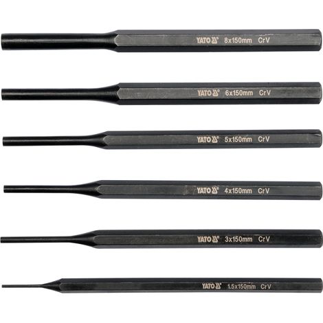 Jeu de 6 chasse goupilles de 1.5 - 3 - 4 - 5 - 6 - 8 mm.