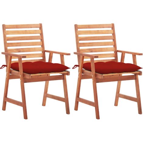 Sillas comedor de jardín 2 uds madera maciza acacia y cojines