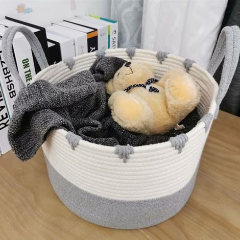 Paniers de rangement en corde de coton de style nordique, paniers à linge tissés à la main, rangement pour jouets et petits objets d'enfants