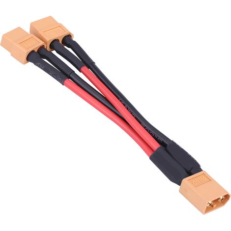Adaptateur de connecteur parallèle XT60 pour batterie LiPo RC, câble 14AWG, 1 mâle vers 2 femelles (1/5)