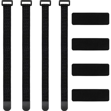 Lntyq Sangles Élastiques, Lot de 4 Sangles de Vélo Elastiques avec Fermtures Crochet et Boucle, Sangle Élastique avec Boucle Anti-Glisse pour Organisation de Câbles et Tubes de Vélos, 2 Tailles (1/5)
