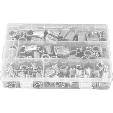 120 pièces écrous rivet inox 304 tête plate cannelés filetés inserts kit de fixation M6 M8 M10 M12