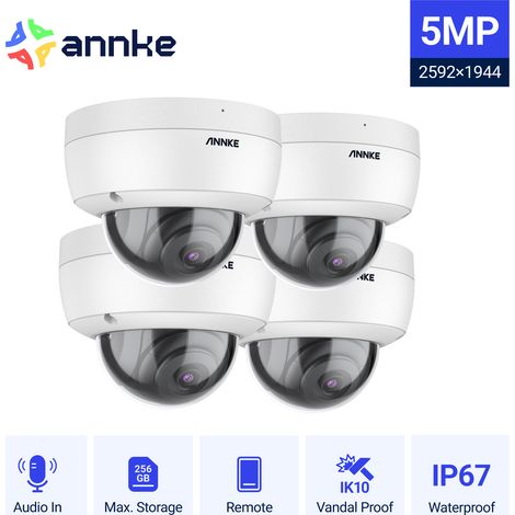 ANNKE C500 PoE 5MP Exterior Cámara de Seguridad Visión Nocturna  Detección Movimiento Micrófono Integrado,4PCS Cámara (1/5)