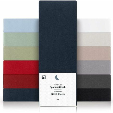 VURAHOME - Basics Lot de 1 Drap Housse 80x200 Bonnet 30 cm - Drap Housse 80 x 200 Microfibre De Haute Qualité - Doux, Résistant, Anti Plis - Certifié Oeko-Tex – Bleu (1/5)