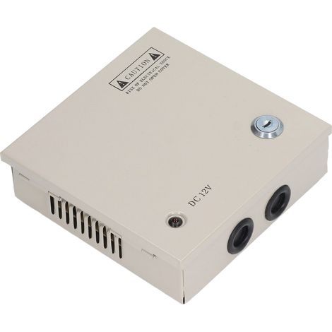 Alimentation 12V 4 Canaux 3A pour Caméra CCTV, Boîtier Métal avec Serrure, Fusibles, Tension 110V-220V, Système de Vidéosurveillance (1/5)