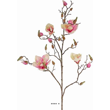 Branche de magnolia artificiel 4 fleurs 22 boutons H 107 cm Rose pâle - couleur: Rose pâle