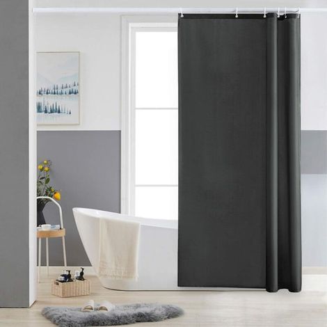ZOLGINAH Petit Rideau de Douche,Gris Foncé,Anti Moisissure,275 x 180cm,Tissu Polyester,Imperméable,Rideaux Baignoire Lavable en Machine,6 Crochets
