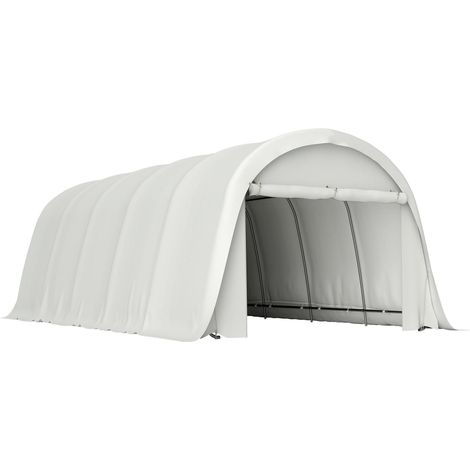 Auvent de garage extérieur, protection UV50+, structure galvanisée, 3,6 x 7,2 m, couleur crème (1/5)
