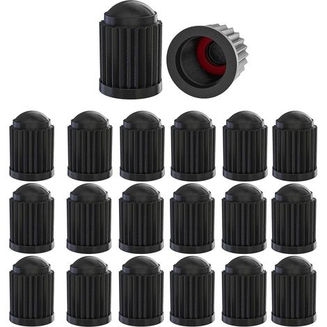 Bouchon Valve Pneu Plastique avec Joint d'étanchéité Noir Bouchons Valve pour Auto Moto Camion Vélo (1/5)