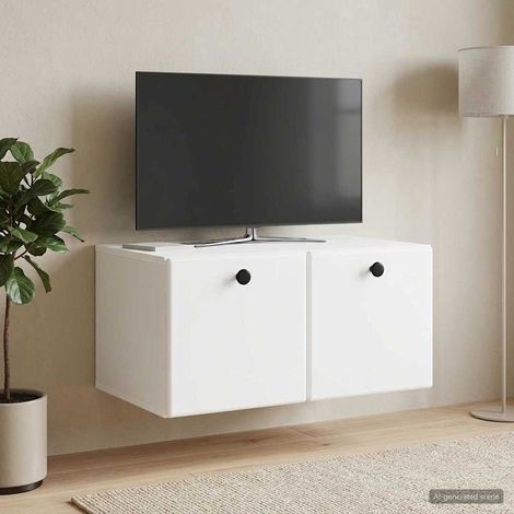 vidaXL Wall-Mounted TV Cabinet 59.5 x 41 x 30 cm White Engineered Wood (1/5)